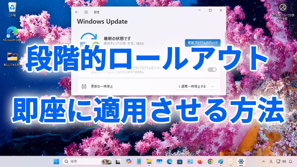 Windows11更新プログラムの段階的ロールアウトを即座に適用させる方法